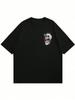 Letter & Skeleton Graphic Print Men Casual Summer Crew Neck Short Sleeve T‑Shirt