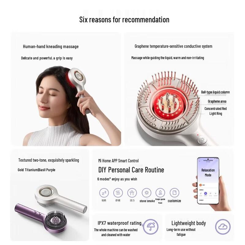 Умный массажер для головы Xiaomi с функцией теплового компресса, штекер CN (адаптер в комплекте)