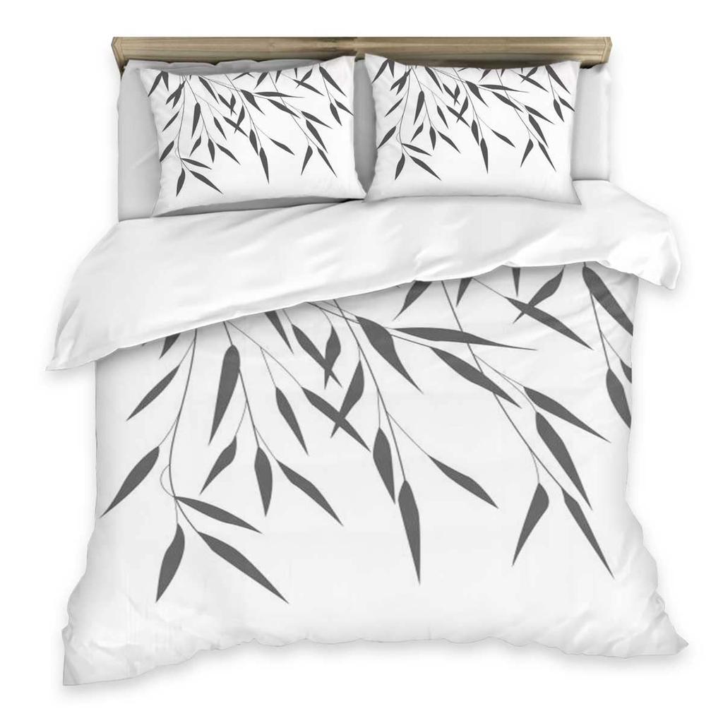 Наборы Пододеяльников с Рисунком Бамбуковых Листьев для Детей и Подростков, Легкие Покрывала на Одеяло, Декор Спальни, 2 Наволочки, 1 Пододеяльник, Без Одеяла