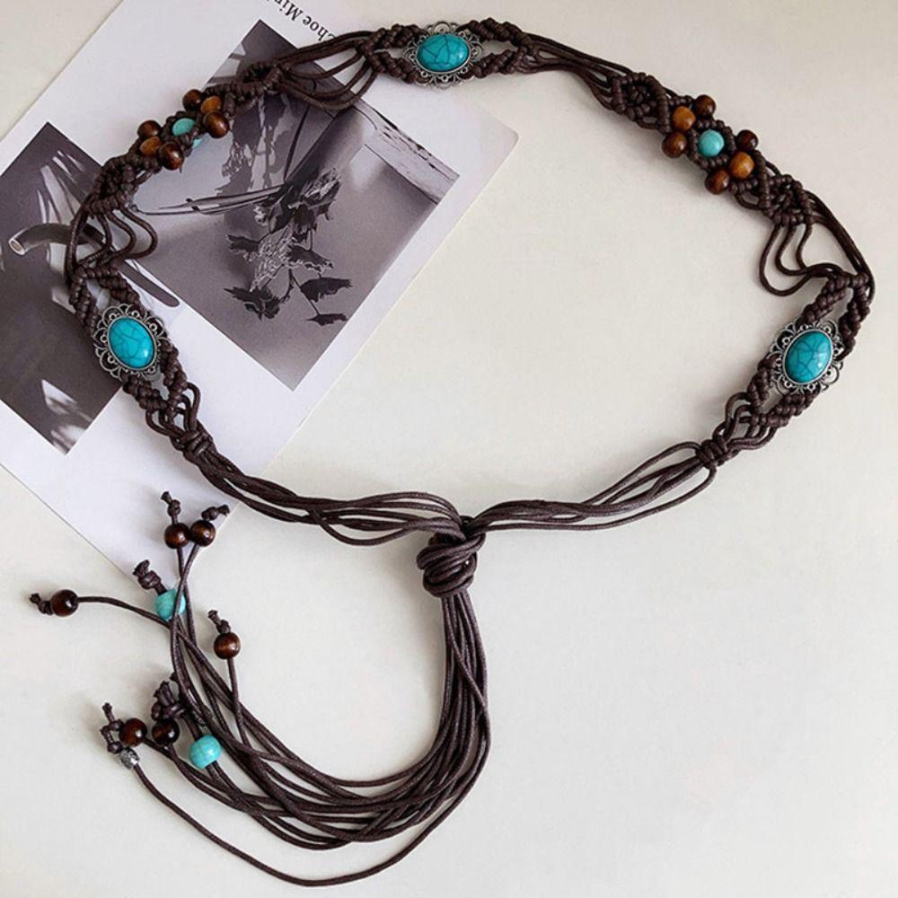 Versatile Woven Belt Ethnic Style Dress Chain Waist Dress Accessories Braided Waist Belt  Women