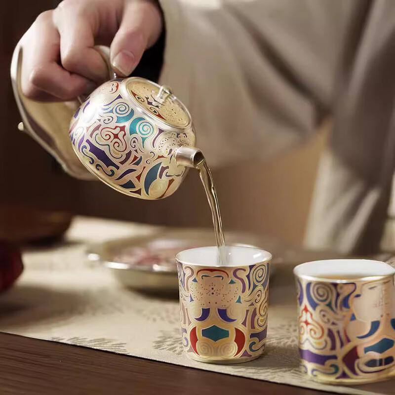 Dunhuang Dragon Gilded Silver Gaiwan Tea Set