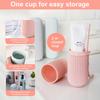 Leak Proof Portable Toothbrush Storage Boxes with Hanging Rope Durable Plastic Travel & Home Organizer, Compact Sturdy Design, Pink Blue Striped
