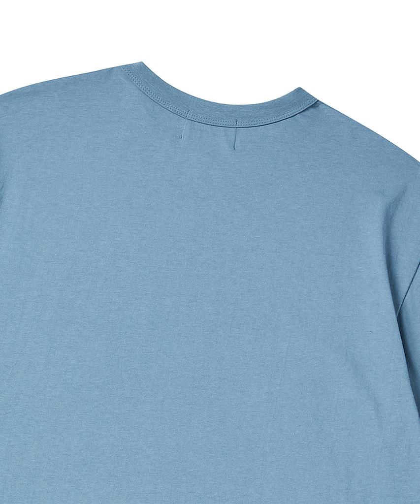BEYOND CLOSET Nomantic Original Logo Vintage Print Short Sleeve T-Shirt Teal Blue