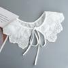 Adjustable Bowknots Fake Collar Shawl for Womens Embroidery Lapel Blouse Top False Detachable Collar Female Shirt Faux Cols