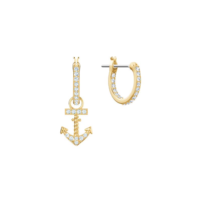 Swarovski Асимметричные серьги-якоря с акулой для женщин, золотые 5463738