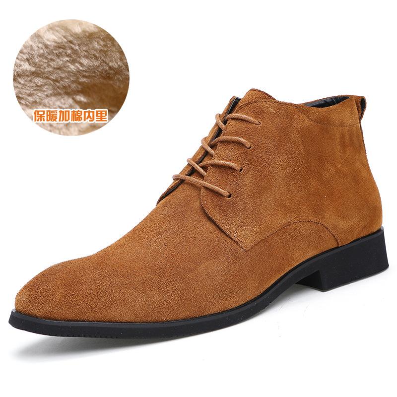 Boots for Men Business Chukka Mens Boots High Top Casual Shoes Outdoor Leather Mens Winter Shoes Male Black Grey 2019