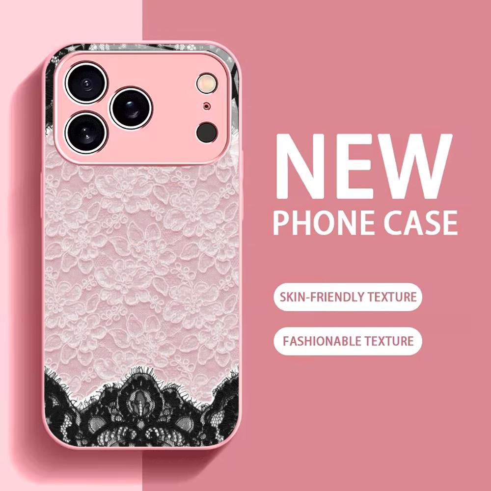 Классический розово-черный кружевной чехол для телефона для iphone 17 чехол для iphone 17 pro max чехол Стекло для iPhone 17 16 15 14 13 12pm Pro P