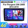2 Din Android 12 автомобильный радиоприемник для Peugeot 208 2008 2012 - 2018 мультимедийный видеоплеер GPS 4G Carplay Auto Stereo DVD IPS головное устройство