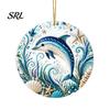 Symbolic Love Keepsakes Ocean Theme Pearl Art Hanging Ornament, 2D Flat Acrylic Coastal Marine Life Ornaments Sea Suncatcher, Beaded Pattern