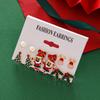 Christmas Pearl Bow & Cartoon Santa Tree Elk Earrings Set for Women