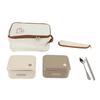 2 шт. Ланч-контейнер 600 мл с палочками для еды, ложкой, сумкой, хаки, бежевый, герметичный, с изоляцией 304