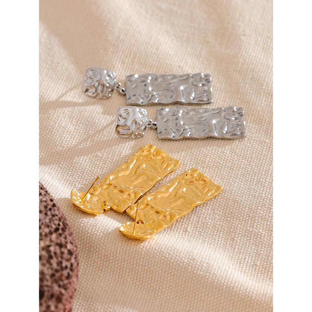 Eetit Серьги-подвески из нержавеющей стали с металлическим молотком в форме прямоугольника, предотвращающие аллергию, повседневные ювелирные изделия из нержавеющей стали в подарок