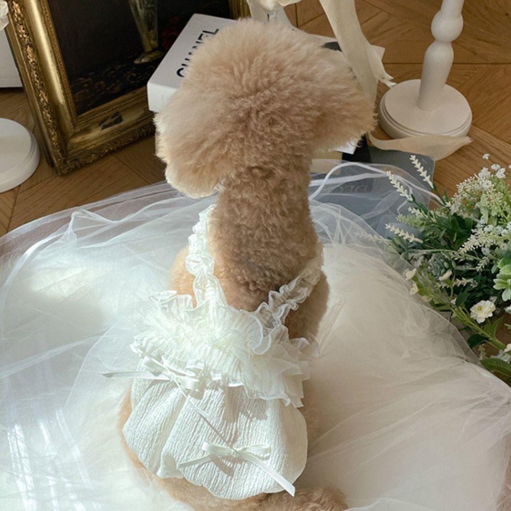 Breathable Summer Pet Vest Soft Cat Princess Skirt Fashion Pet White Lace Camisole  Poodle