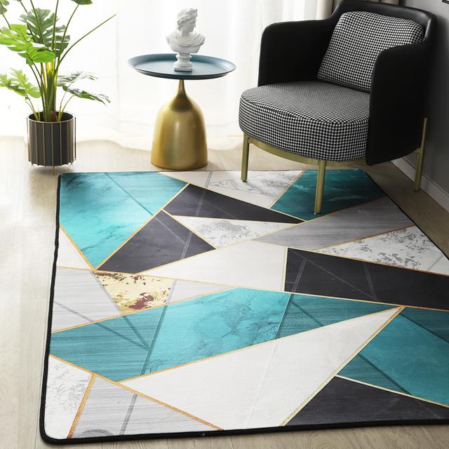 Geometric Carpet For Living Room Velvet Rug Bedroom Bedside Square Rugs Soft Fluffy Carpets Home Kids Salon Sofa Table Decor Mat
