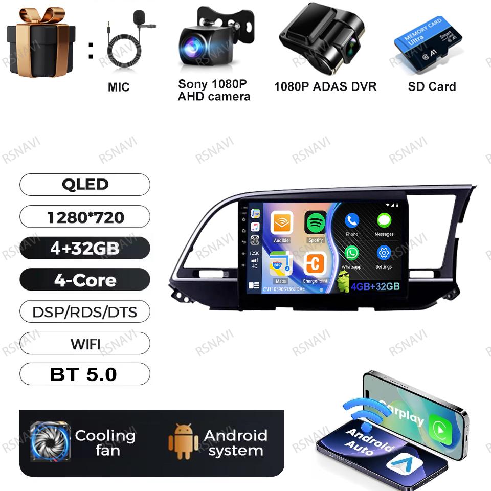 Car Radio Android 16 For Hyundai Elantra Avante AD 2015 ~ 2021 2016-2018 Stereo Viedo Player Wireless Carplay Auto 4G LTE DVD BT