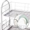 Wahei Freiz Iron Dish Drainer, Plonge, 2-Tier, Powder Coated, with Cutlery Pocket and Cutting Board Holder, PM-9017