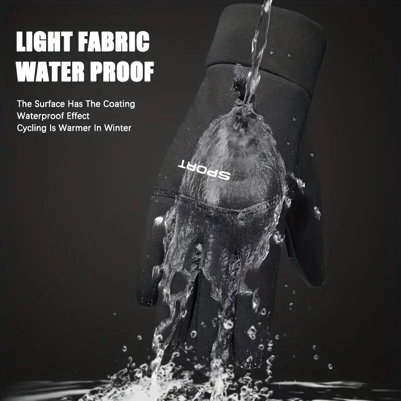 Мужские зимние водонепроницаемые велосипедные перчатки для спорта на открытом воздухе, лыжный бег, мотоциклетные флисовые перчатки с сенсорным экраном, нескользящие теплые полные пальцы