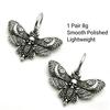 Gothic Moth Hoop Earrings 1 Pair, Vintage Witchy Moth Dangle Earrings, Silver Tone Punk Jewelry Gift
