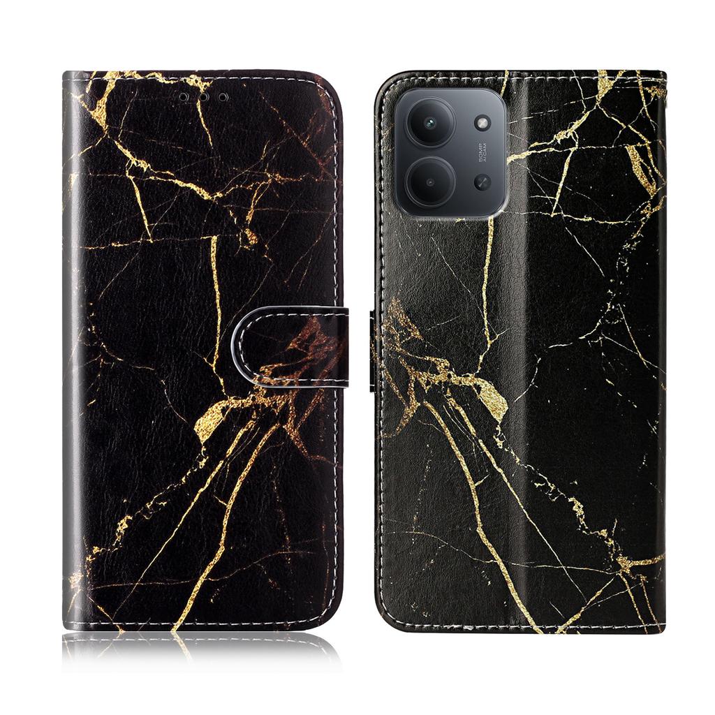 Для Xiaomi Redmi Redmi 15C 4G (США) (173мм)/15C 5G (США) (173мм)/Poco C85 4G (173мм) Чехол Мраморная Покраска Кожаный Чехол для Телефона