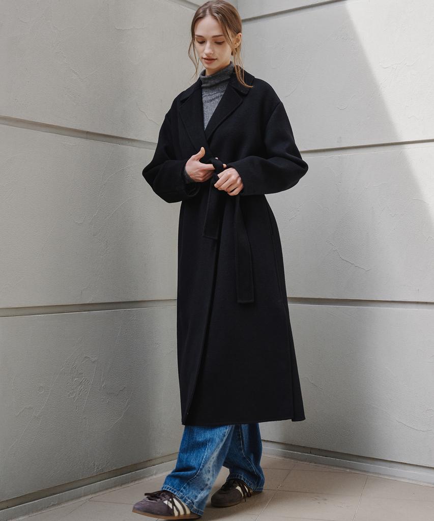 Maloupe 6510 Cashmere Long Coat (Black)