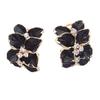 Elegant Women Gardenia Flower Rhinestone Ear Stud Earrings Jewelry Gifts