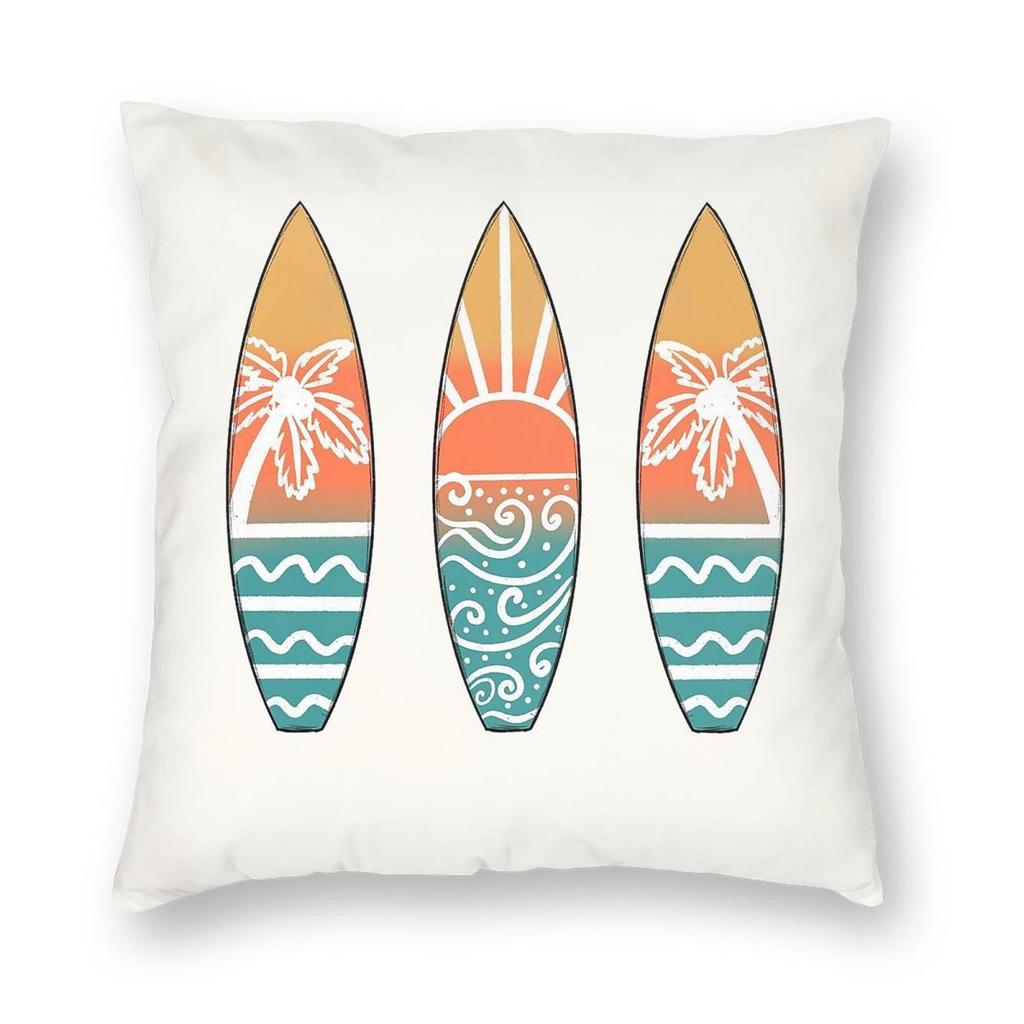 Sunset Surfboard Square Pillowcase Polyester Linen Velvet Printed Zip Decorative Pillow Case Sofa Cushion Cover