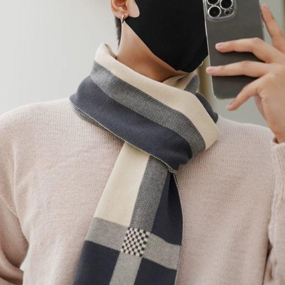 Thickened Men Knitted Scarf Lightweight Winter Cashmere Shawl Trendy Women/Men