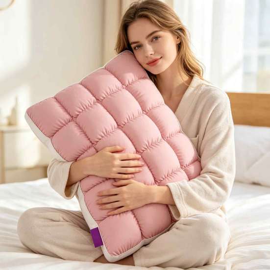 Охлаждающие подушки для чувствительной кожи Mellow Puff Cloud Pillow, Лед?Шелковое Стеганое Квадратное Мягкое Постельное Белье, Влагоотводящая Поддержка для Спящих на Боку и Спине,