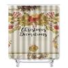 Christmas Shower Curtain Floor Mat Combination Four-Piece Set Bathroom Toilet Carpet Shower Room Mat Foot Mat
