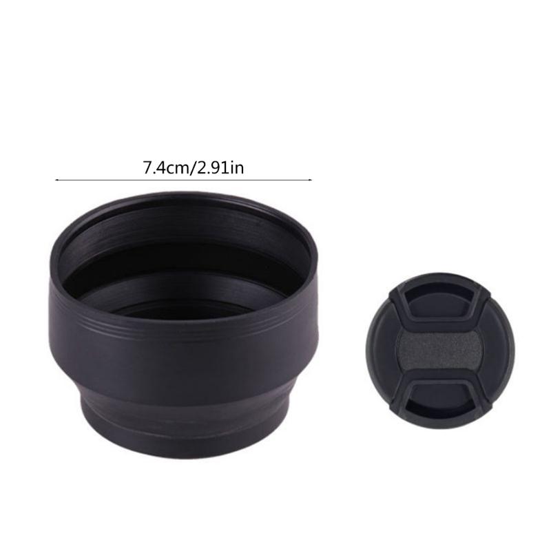 49mm Rubber Camera Lens Hood Set/2pcs Collapsible Designs Reduce Glare and Flares Improve Photography and Video
