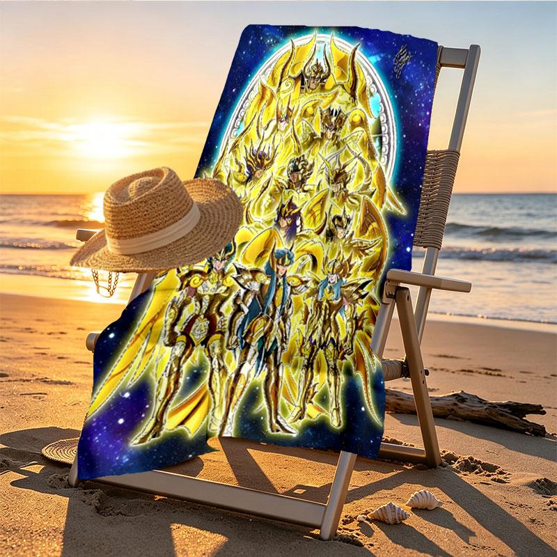 Saint Seiya Print Beach Towel Design, Soft, Lightweight. for Home Bathroom, Spa, Pool, Yoga, Surfing, Camping, Gift for Family, Friend