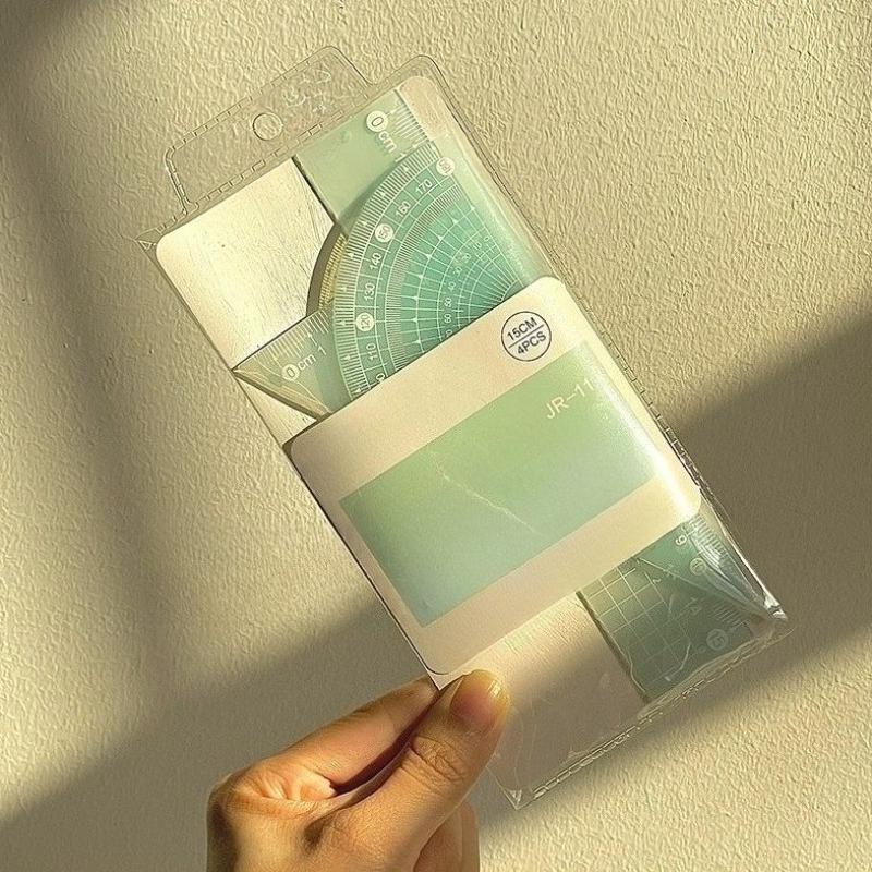 4 шт./набор 20 см Прямая линейка Многофункциональная математическая линейка Милые эстетичные школьные принадлежности Измерительные инструменты для школьников