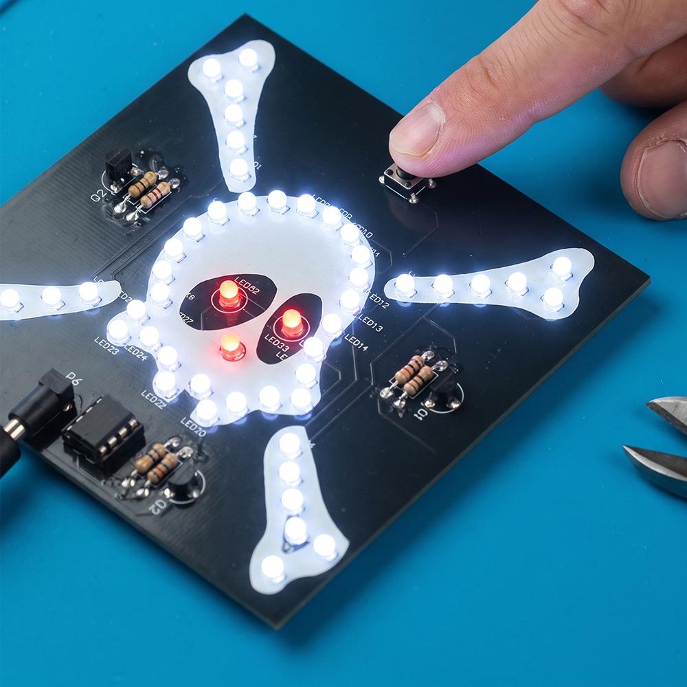 Skull Led Diy Welding Kit DC 5V Power Supply DC002 Interface 3 Dynamic Light Modes Electronic Practice Kit For Electronic