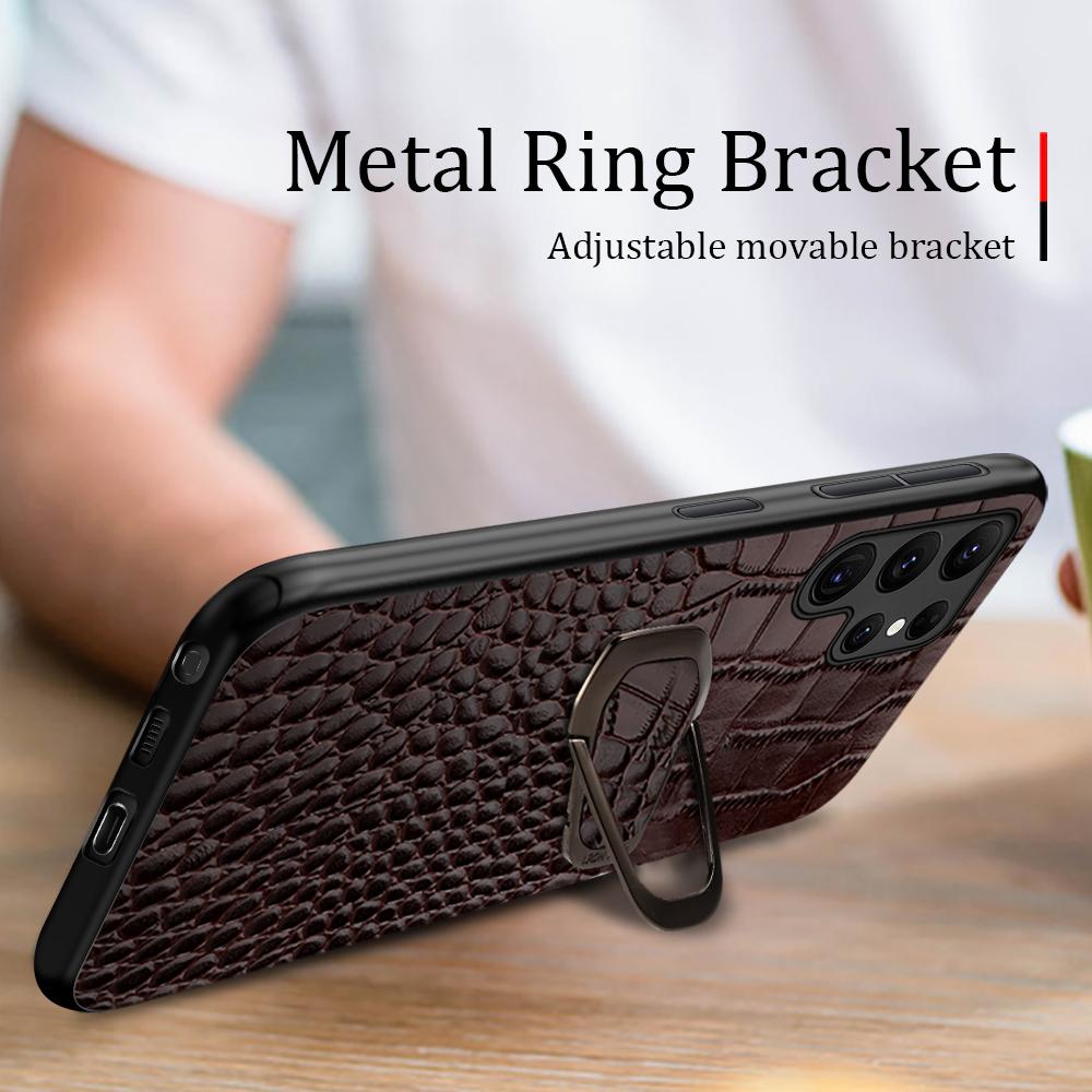 Чехол-подставка из натуральной коровьей кожи для Samsung Galaxy S 24 23 S24 Ultra S23 Plus S24Ultra S22Ultra задняя крышка с кольцом