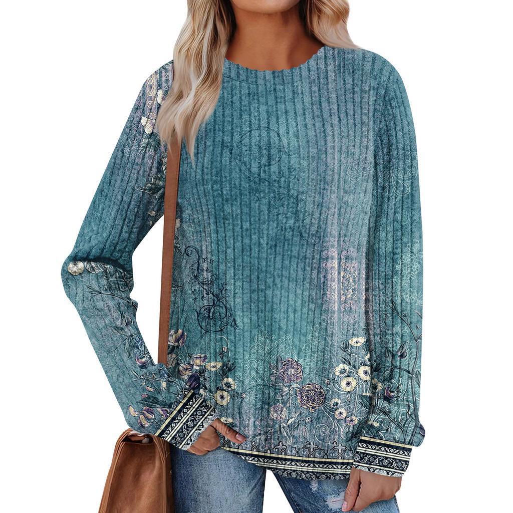 Женский принт Легкий Топ с круглым вырезом из матового хлопка