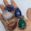 1Pcs Lot Natural Stone Pendant Drop-shaped Crystal Quartz Amethyst Malachite Agate Charms for Jewelry Making DIY Necklace Accessories 27×38mm ARI