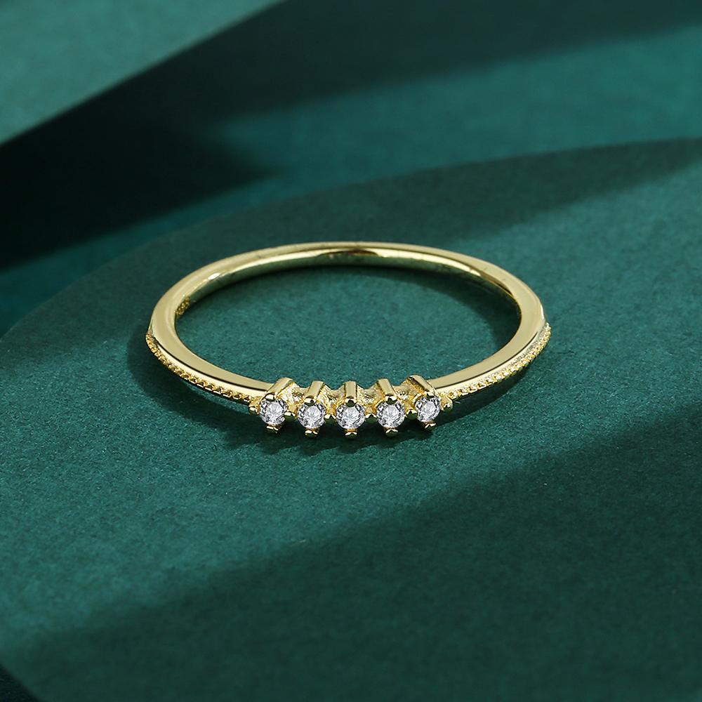 Simple Sterling Silver Women's Jewelry Single Row Diamond Couple Ring for Women Original S925 Sterling Silver Engagement Wedding Gift Jewelry