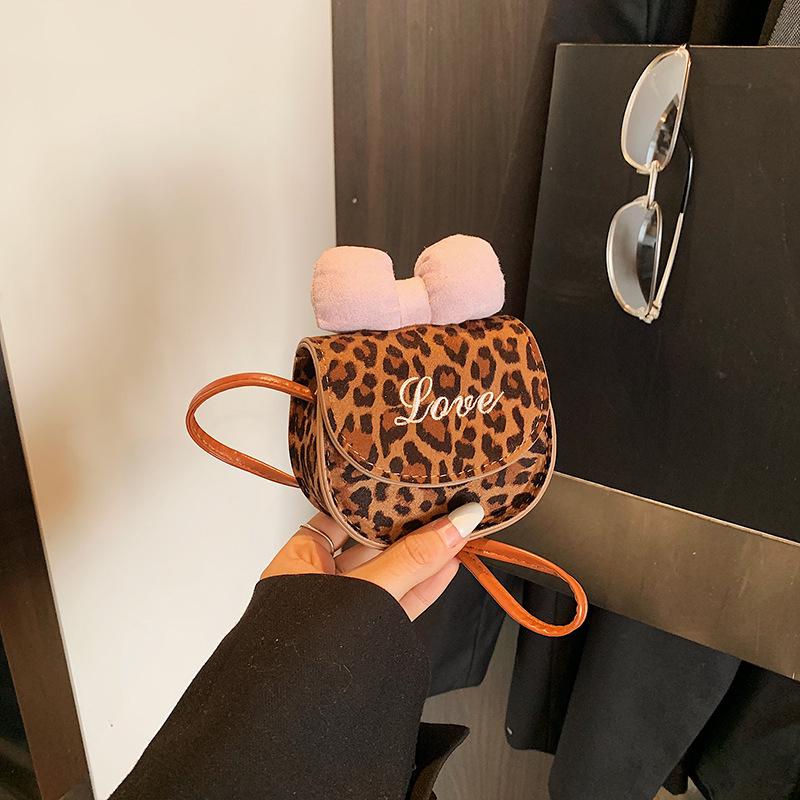 Leopard Print Cute Bow Princess Crossbody Bag for Girls - Mini Square Shoulder Bag Accessory