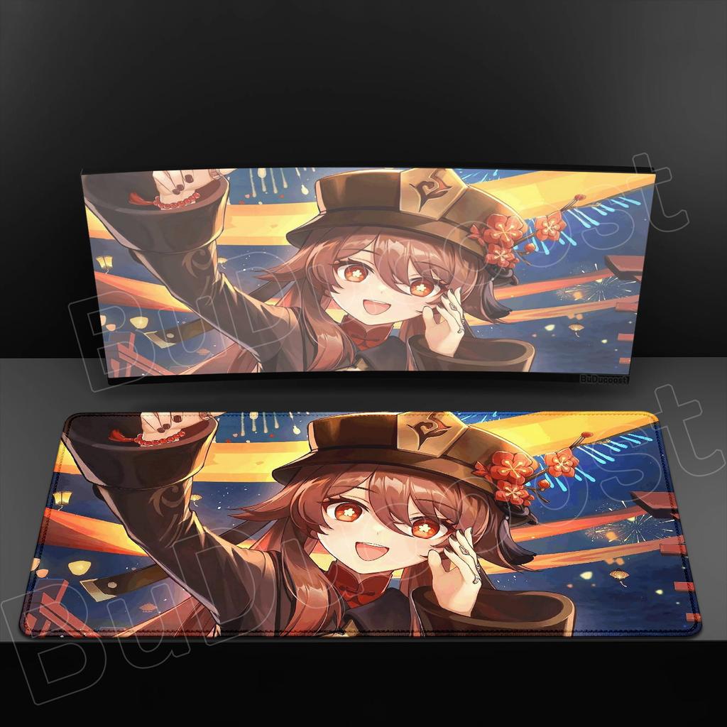 HD Printing Genshin Impact Hu Tao Mousepad Computer Locking Edge Non-slip Rubber Mouse Pad XXL Keyboard Anime Cute Girl Desk Pad