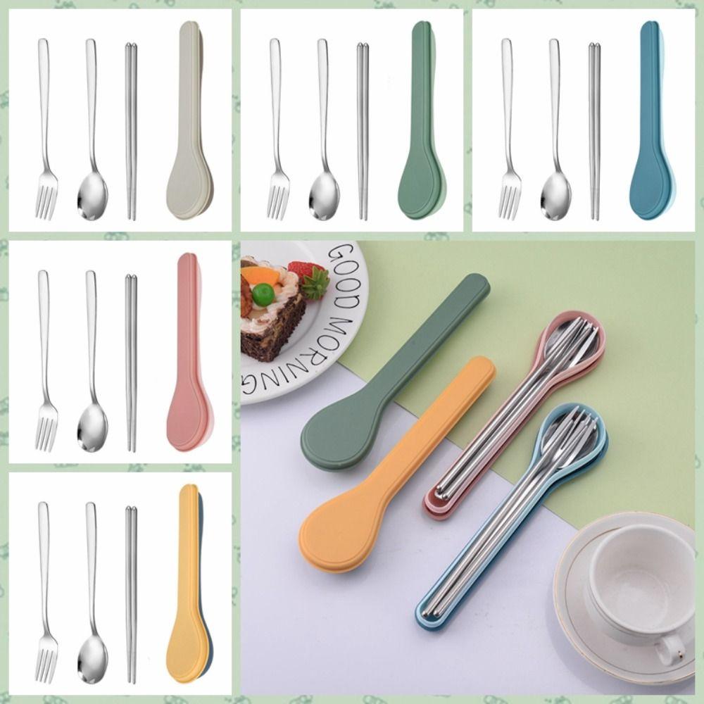 3/2pcs 410 Stainless Steel Tableware Suit with Case Flatware Portable Cutlery Set  Home