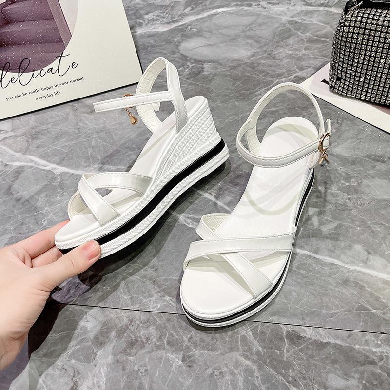 Thick-soled Wedge Heel Heightening Sandals Women's Summer 2025 Korean Version Tide with One-word Strap Comfortable and Lightweight Women's Shoes