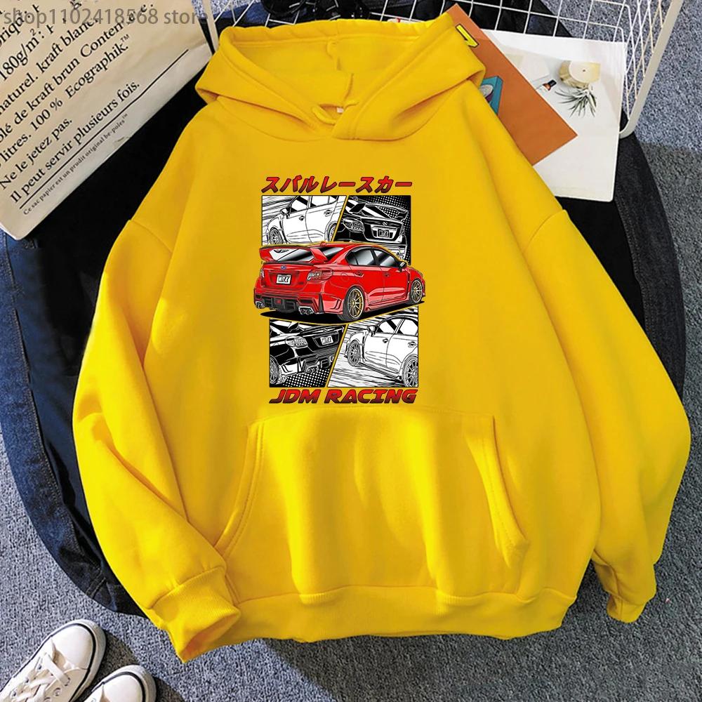 Initial D JDM Red Subie Hoodie Males Winter Clothes Anime Japan Style Impreza WRX STi Printed Sweatshirt Harajuku Graphic Tops