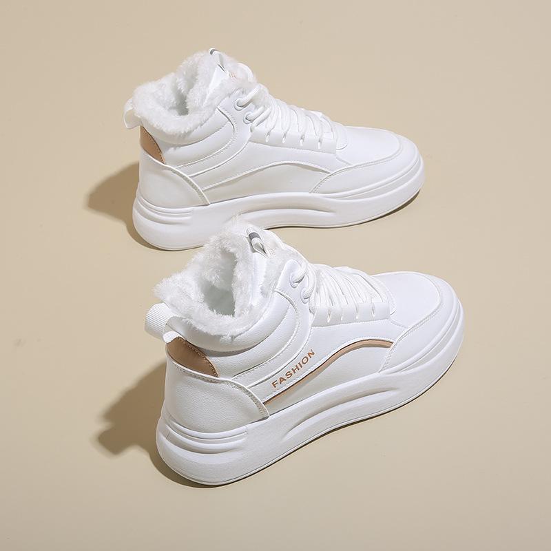 Женская зимняя теплая утолщенная водонепроницаемая спортивная обувь с высоким верхом и толстой подошвой, белые туфли, нескользящая теплая спортивная обувь для отдыха