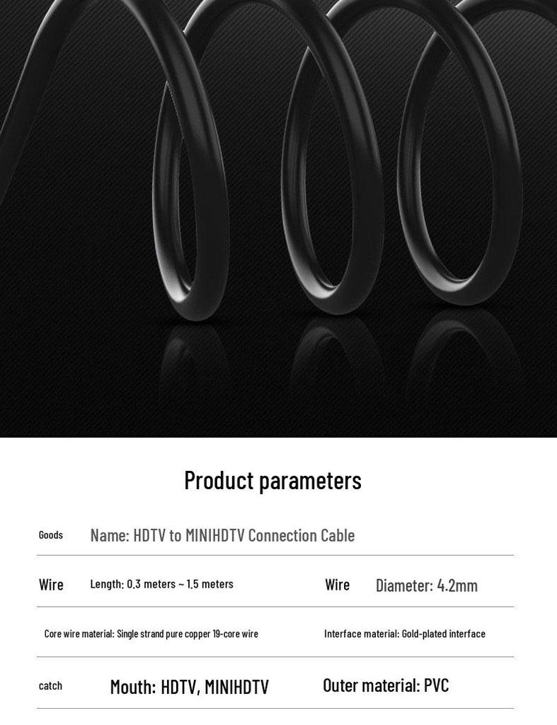 4K Мини HDMI на HDMI Тонкий Мягкий Кабель, Чистая Медь, HDMI 2.0 для Подключения Камеры DSLR к Монитору