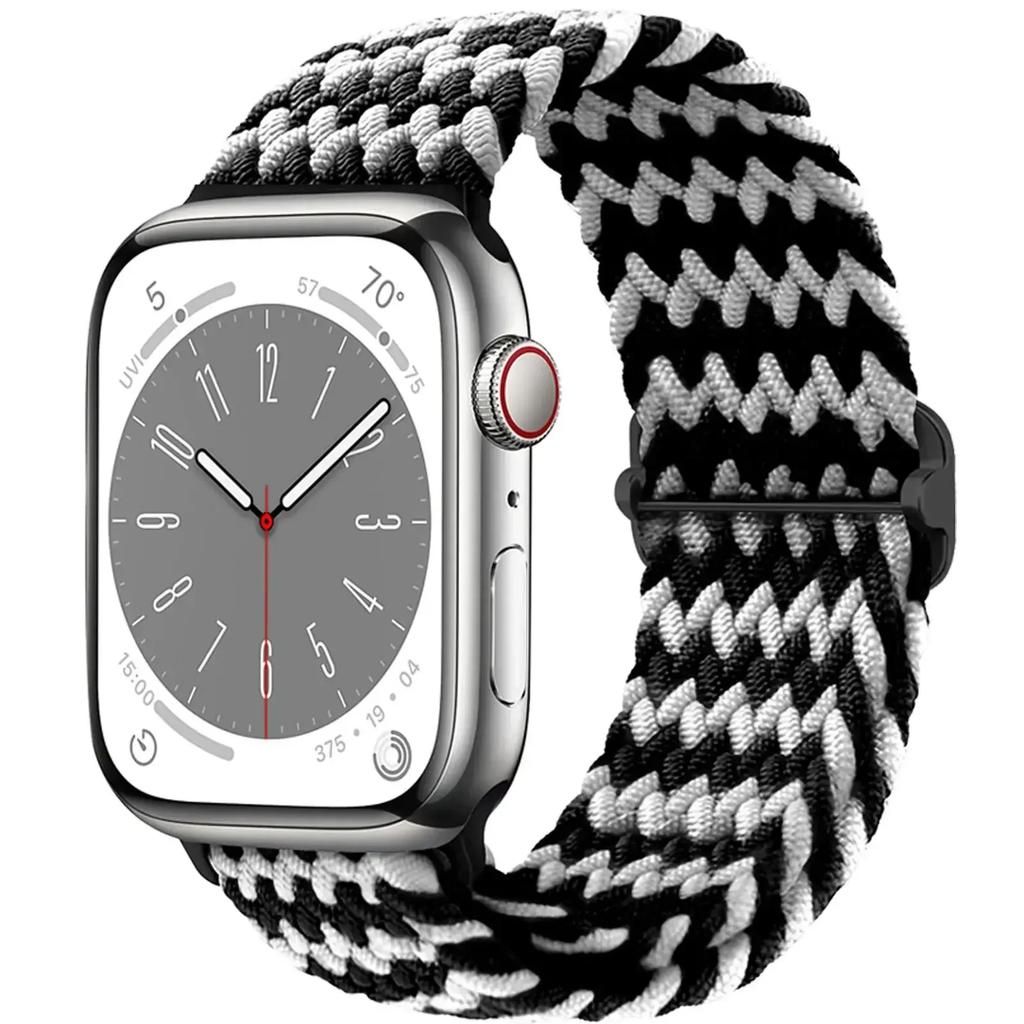 Нейлоновый ремешок для Apple Watch Ultra 2 49 мм 40 мм 44 мм 41 мм 38 45 мм Эластичный плетеный браслет-петля для iWatch Series 9 8 7 6 SE 5 4