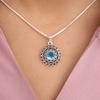 Swiss Blue Topaz Gemstone 925 Sterling Silver Jewelry Handcrafted Pendant  1.14" CP-30-4
