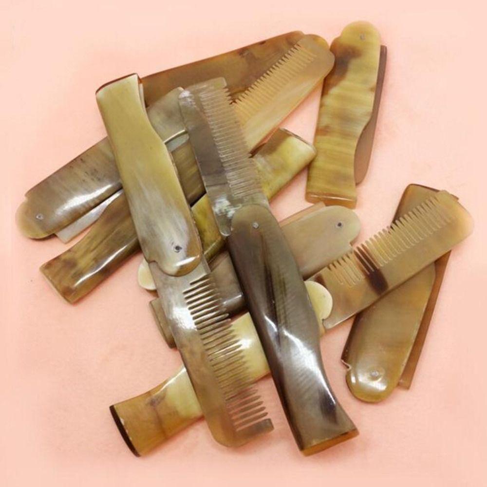 2 шт. антистатическая расческа из бычьего рога, легкая, предотвращает выпадение волос, портативная складная щетка для волос, дорожная