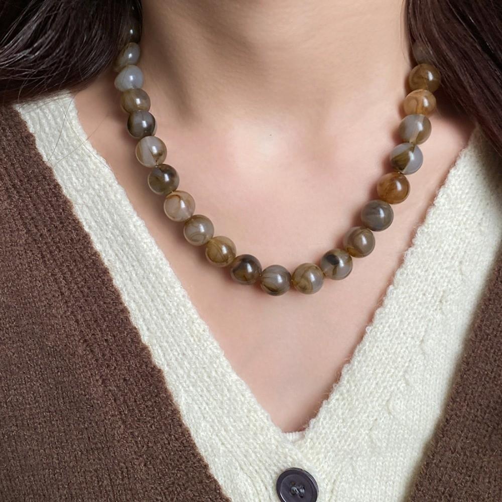 Smudging Round Beads Necklace Acrylic Collarbone Chain New Choker Necklace Gifts