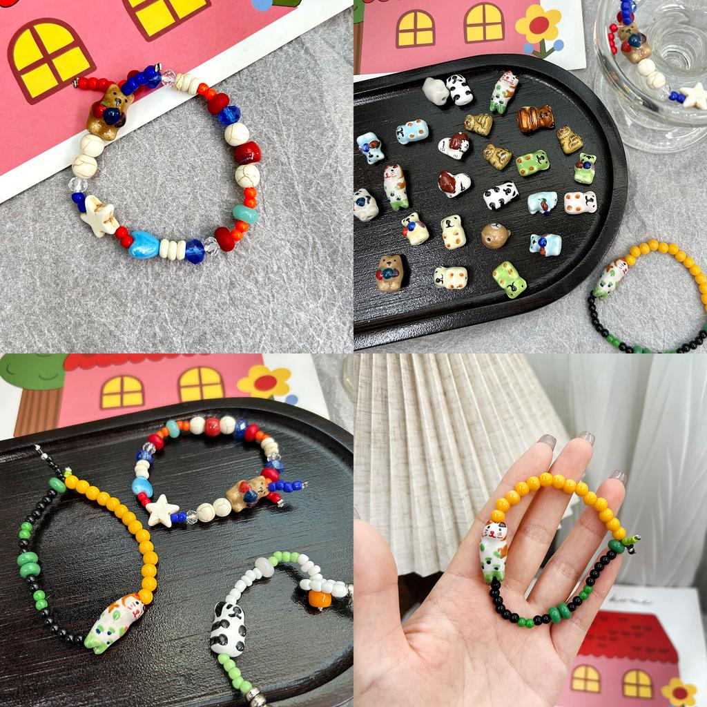 Керамические расписанные вручную бусины для милых животных-подвесок для браслетов, ожерелий и ювелирных изделий своими руками
