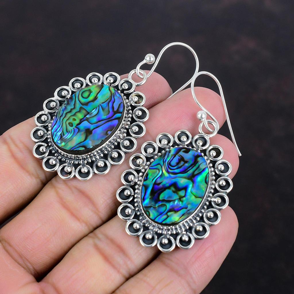 Abalone Shell Gemstone Earring 925 Sterling Silver Earring Handmade Earrings Wonderful Abalone Shell Jewelry Gifts For Friend Silver Jewelry